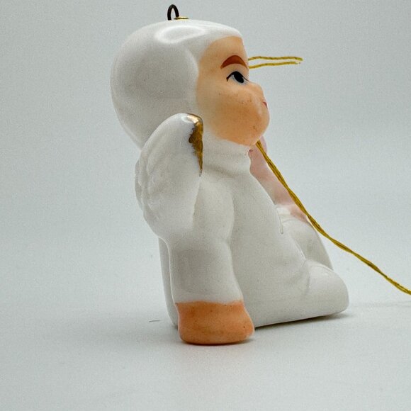 Vintage Ceramic Angel Ornaments Set Of 3 With Bird Duck Bunny Christmas Holiday - Picture 10 of 16